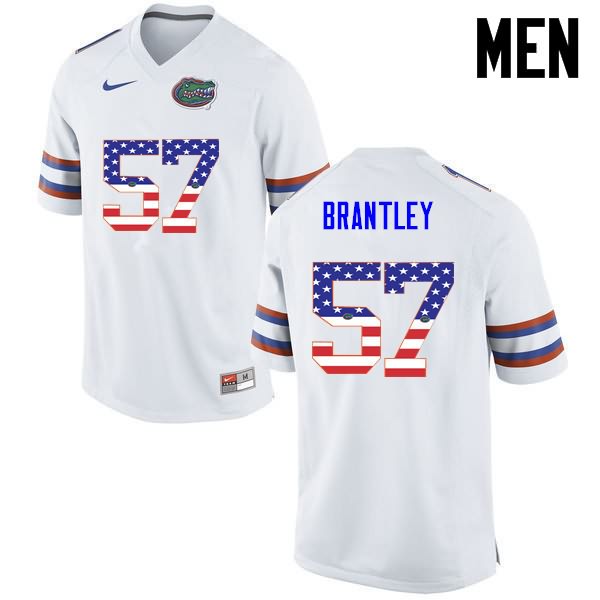 Men's NCAA Florida Gators Caleb Brantley #57 Stitched Authentic USA Flag Fashion Nike White College Football Jersey XHQ4365CV